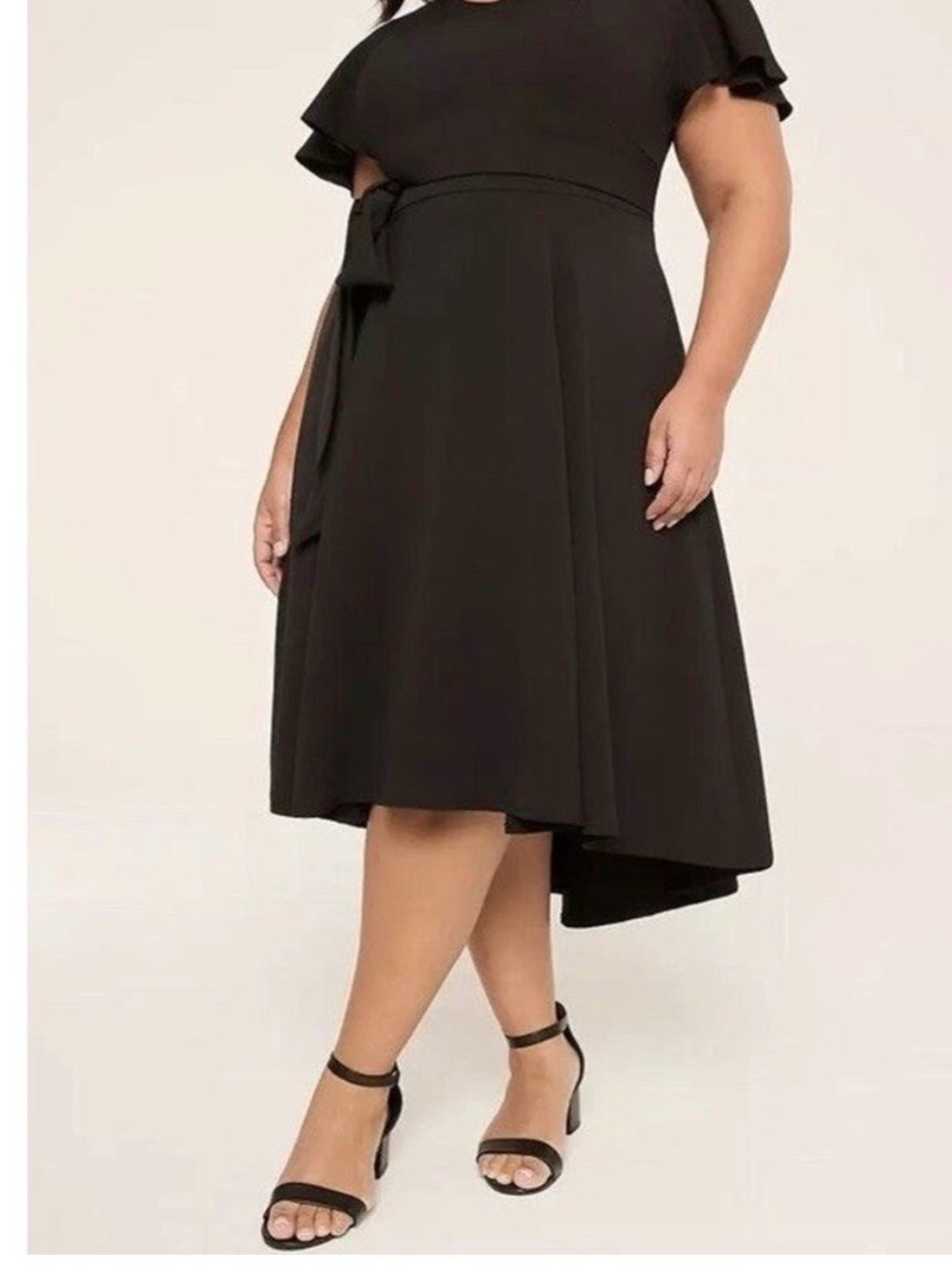 NWT Lane Bryant Flare High-Low Hem Tie Waist Dress Sz 20 Black